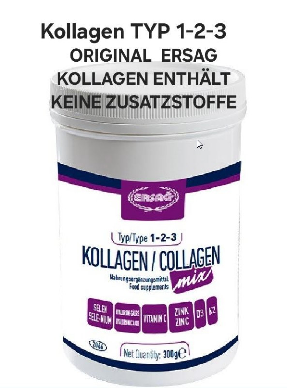 ART: 2066 Ersag ECO Produkte Original KOLLAGEN-MIX Pulver (TYP 1-2-3)  enthält keine  Zusatzstoffe 300 gramm