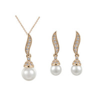Art: 90 Vergoldetes Set Ohrringe kette und anhänger FARBE: Crystal mit Perle